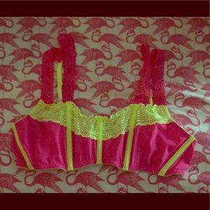 Neon pink and yellow corset style bra